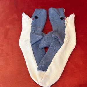 Knit Blue and White Shark Socks